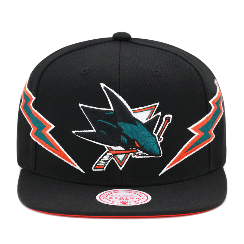San Jose Sharks Black Mitchell & Ness Double Trouble Snapback Hat