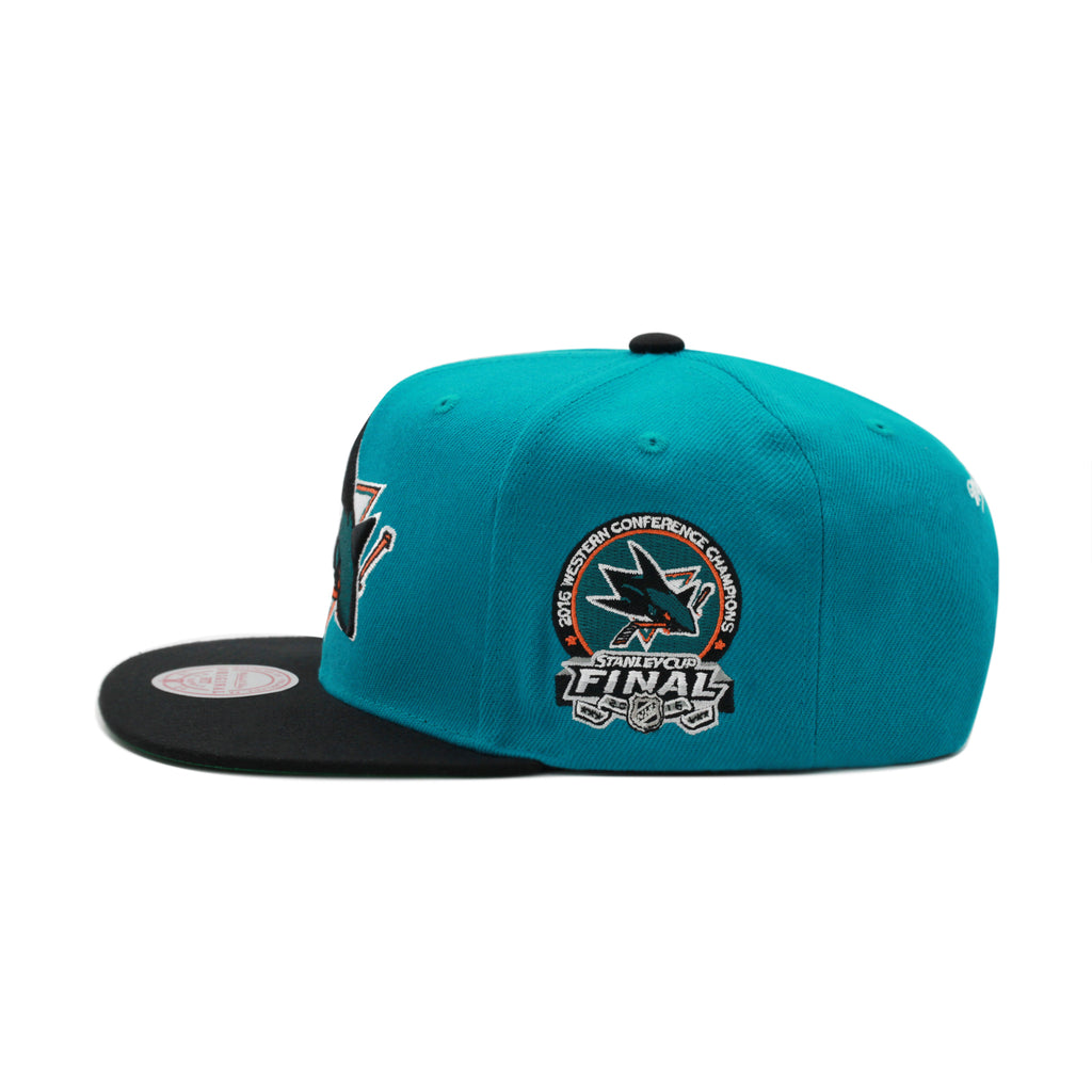 San Jose Sharks Dark Teal Mitchell & Ness Side Patch Snapback Hat