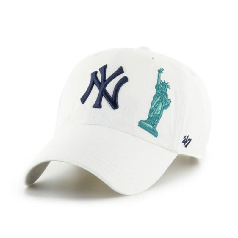 New York Yankees White 47 Brand City Icon Clean Up Dad Hat