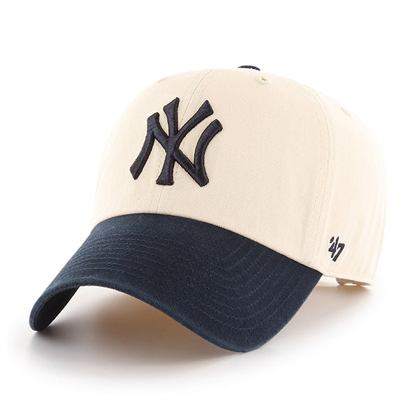 New York Yankees Natural Navy 47 Brand Clean Up Dad Hat