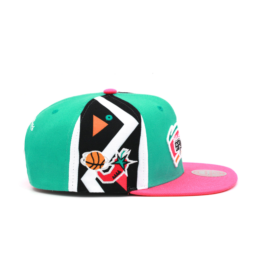 San Antonio Spurs 1996 All Star Game Mitchell & Ness Snapback Hat Teal/Pink