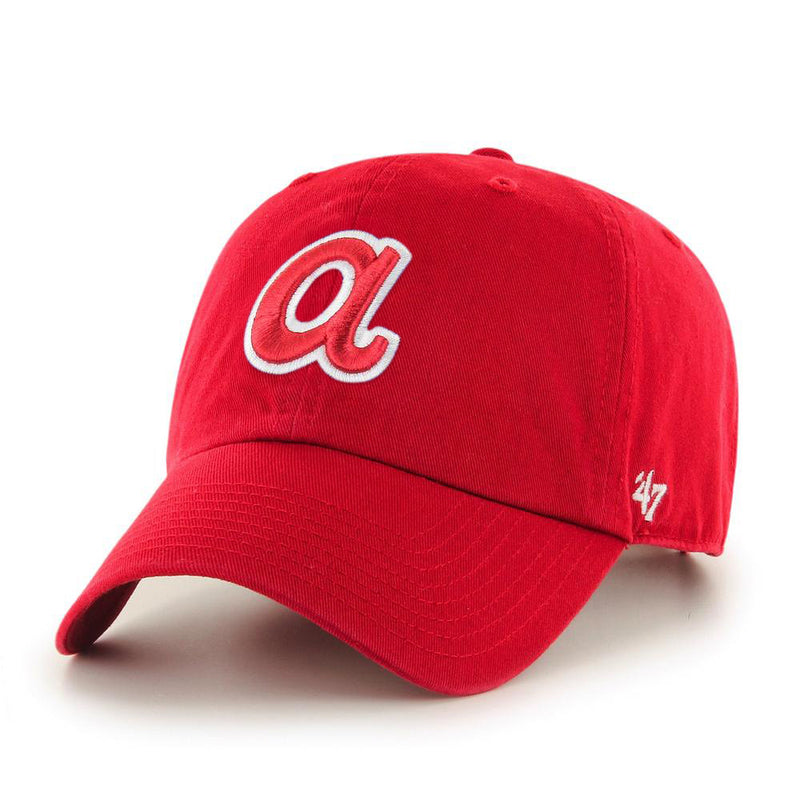 Atlanta Braves Cooperstown 47 Brand Clean Up Dad Hat Red