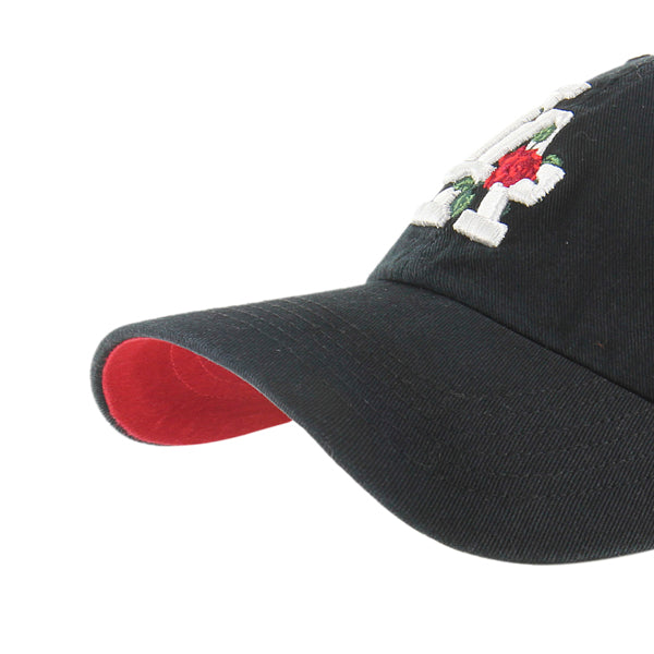 Los Angeles Rose White Snapback Hat All Black