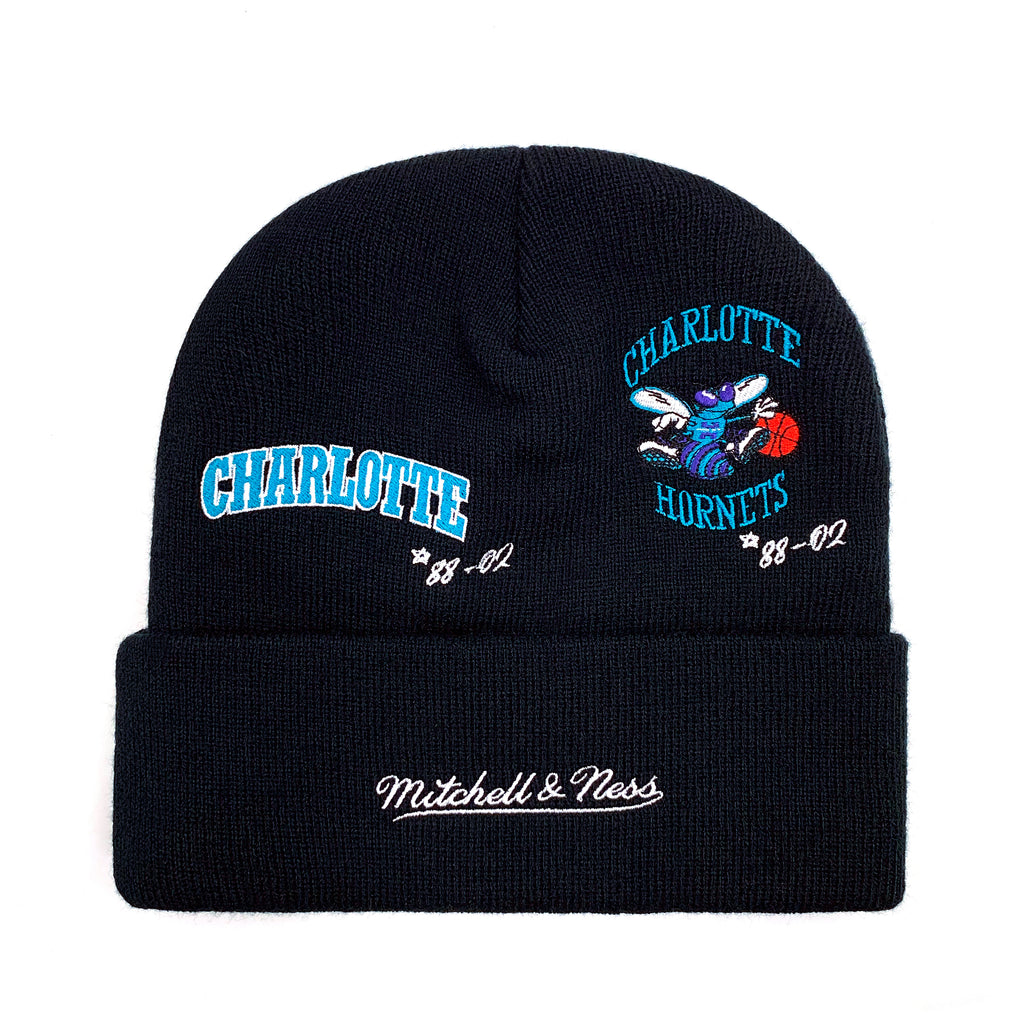 Charlotte Hornets Mitchell & Ness Knit Beanie Hat - Black