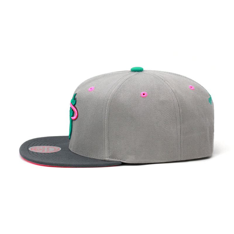 Miami Heat Mitchell & Ness Snapback Hat Neon Vice Black Basketball Cap