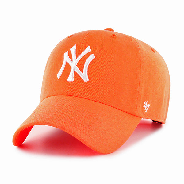 New York Yankees Neon Orange 47 Brand Clean Up Dad Hat Baseball Cap