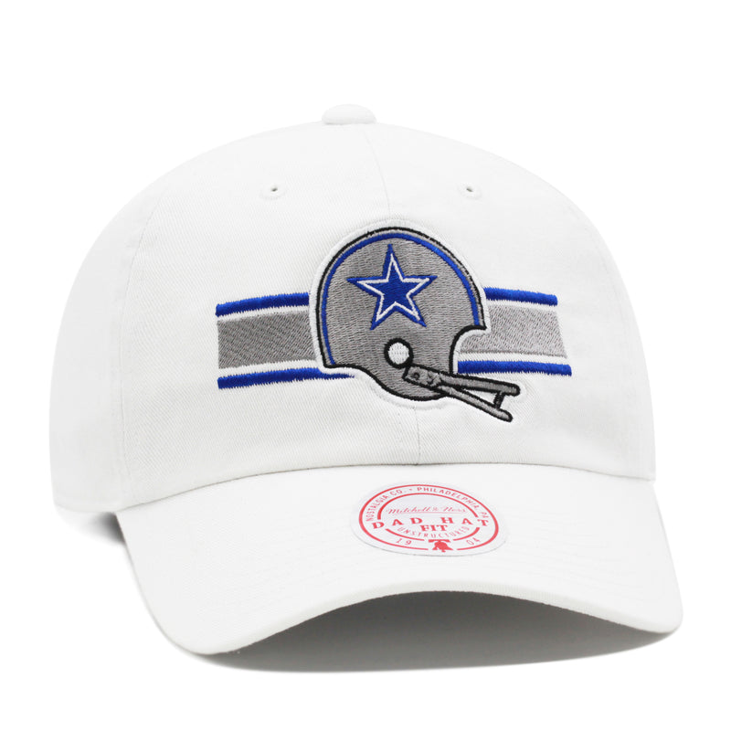 Dallas Cowboys White Mitchell & Ness Fat Stripe Dad Hat