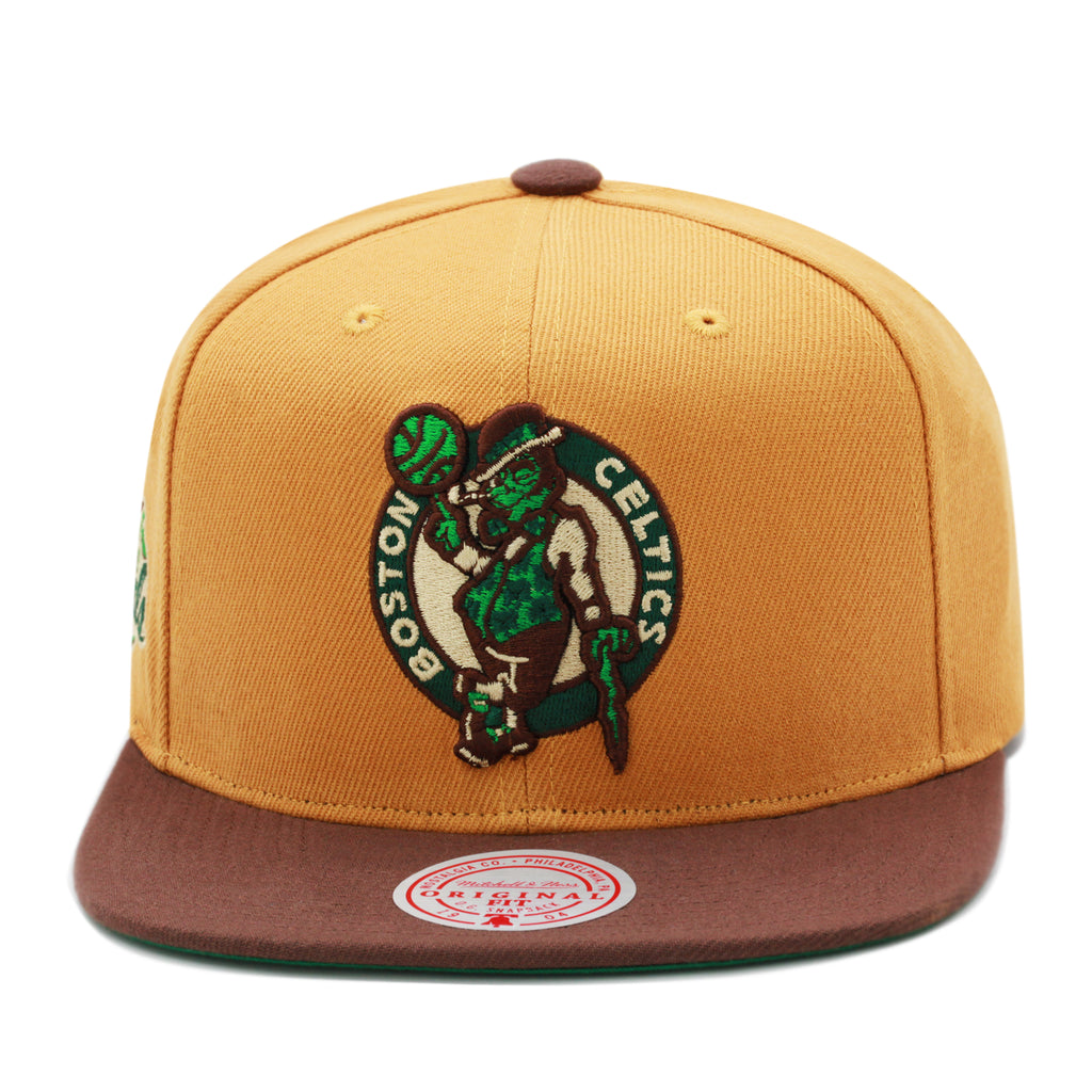 Boston Celtics Wheat Brown Mitchell & Ness Beef and Broccoli Snapback Hat