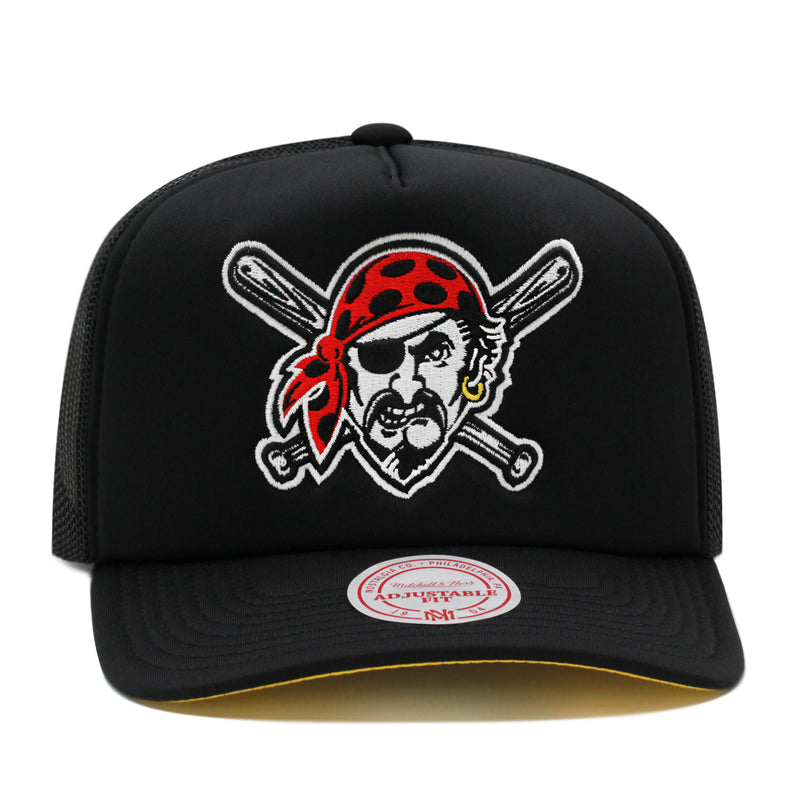 Pittsburgh Pirates Black Mitchell & Ness MLB Evergreen Trucker Snapback