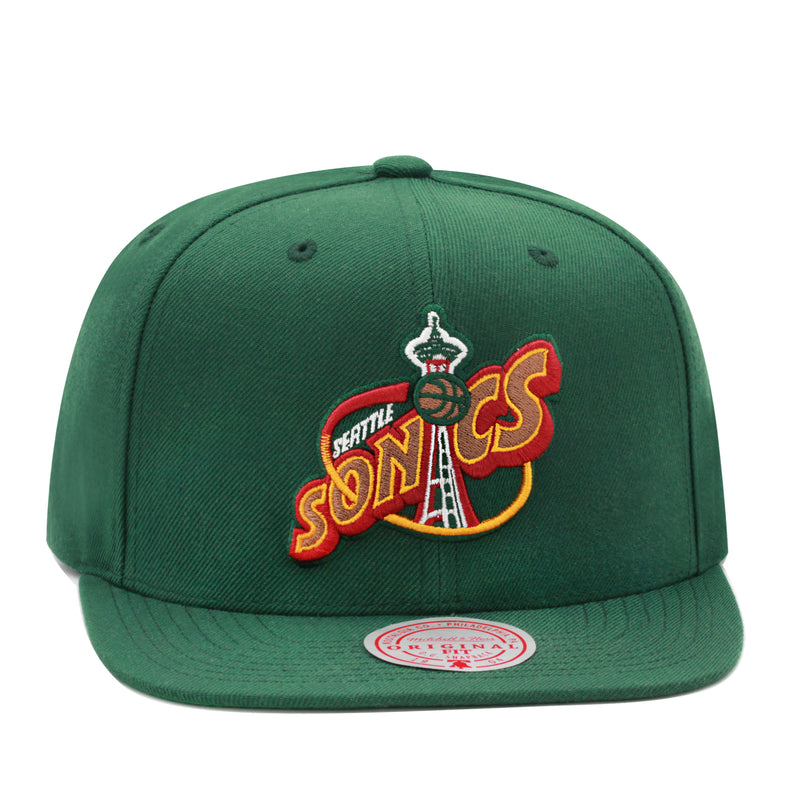 Mitchell & Ness Seattle Supersonics Green Hardwood Classics NBA Team Ground 2.0 Snapback Hat