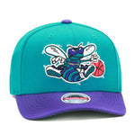 Charlotte Hornets Mitchell & Ness Curved Brim Snapback Hat - Purple/Teal