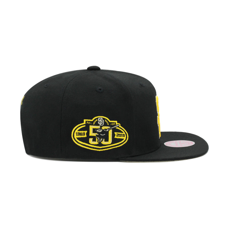 San Diego Padres Black Mitchell & Ness Coopsertown MLB Team Classic Snapback Hat