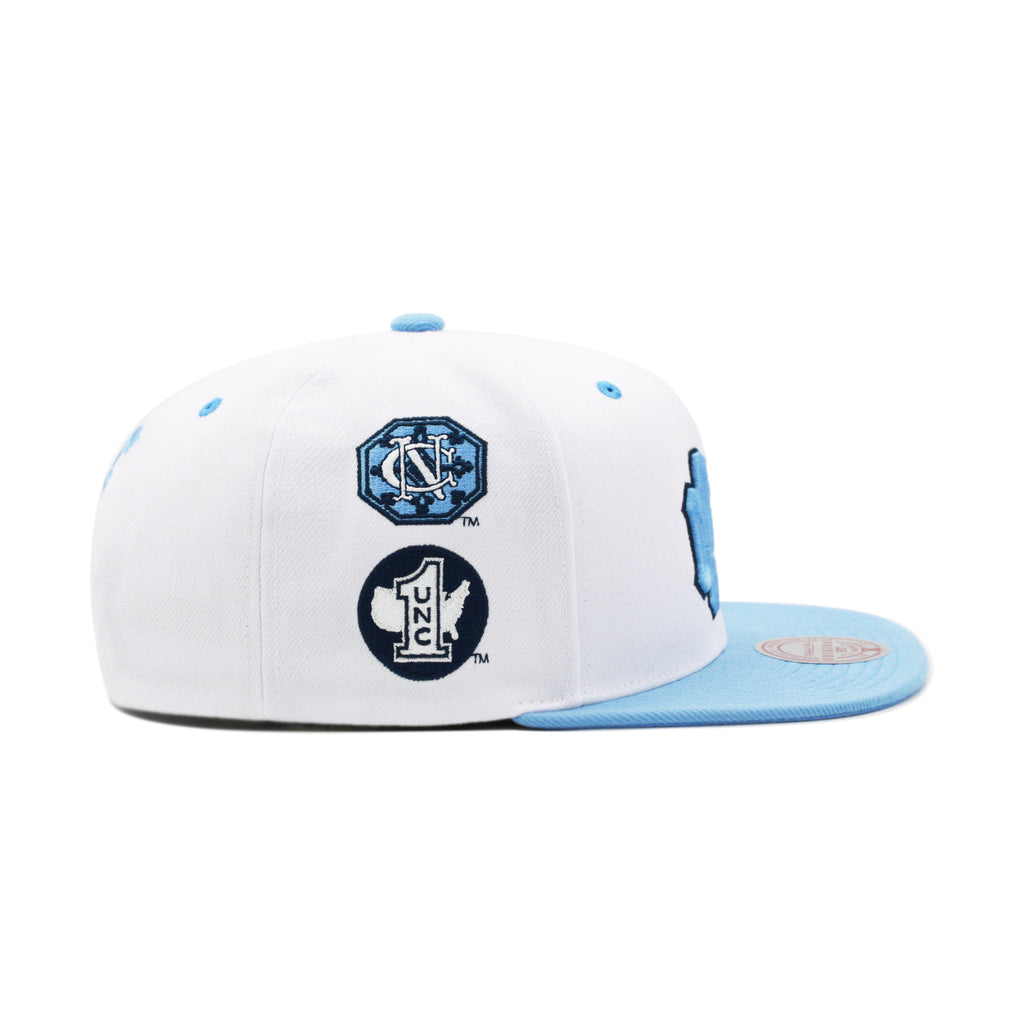 North Carolina Tar Heels White Mitchell & Ness Champ City Snapback Hat