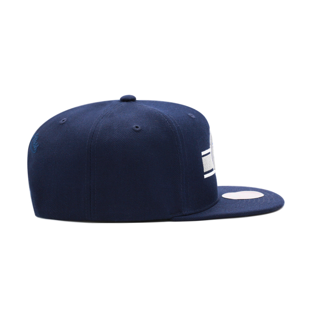 Dallas Cowboys Navy Mitchell & Ness Fat Stripe Snapback Hat