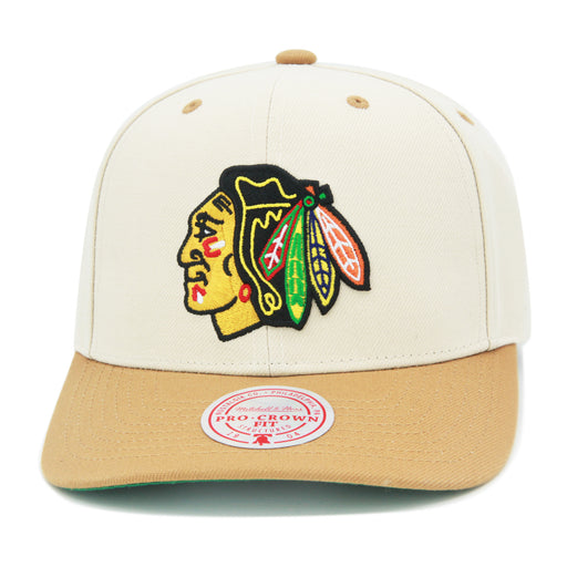 Chicago Blackhawks Cream Khaki Mitchell & Ness Low Profile Snapback Hat
