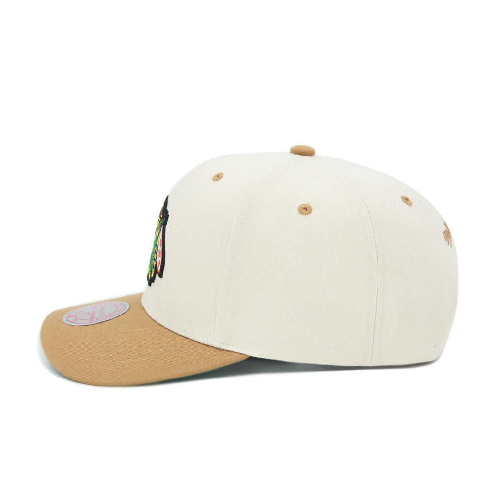 Chicago Blackhawks Cream Khaki Mitchell & Ness Low Profile Snapback Hat