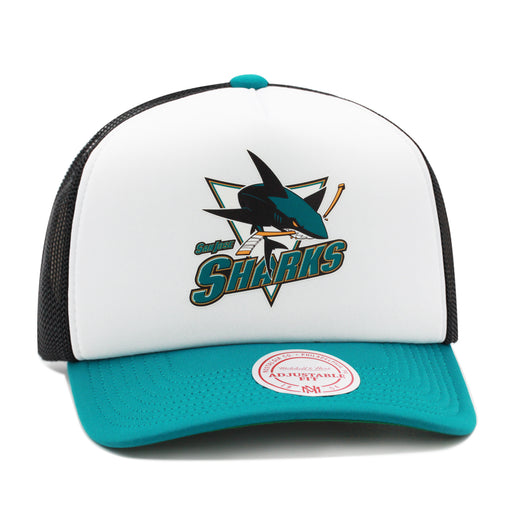 San Jose Sharks White Mitchell & Ness Trucker Snapback Hat