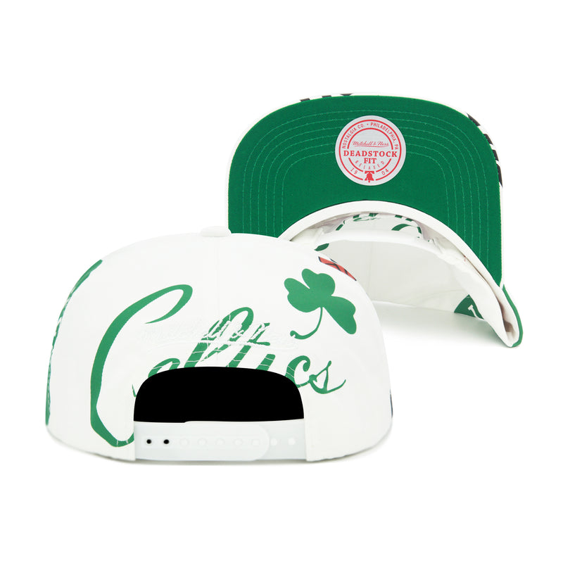 Boston Celtics White Mitchell & Ness In Your Face Snapback Hat