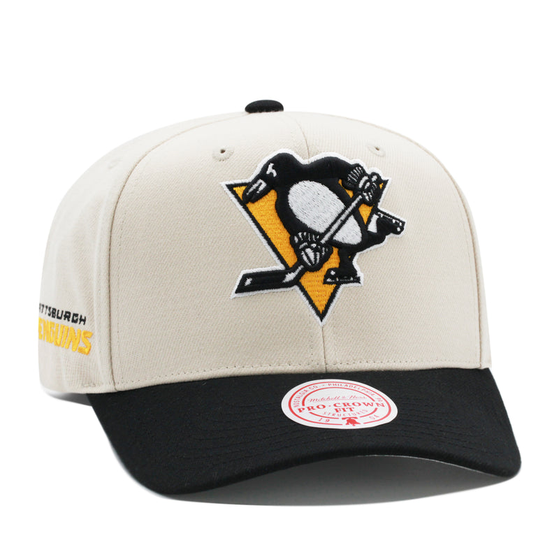 Pittsburgh Penguins Off White Mitchell & Ness Precurved Snapback Hat