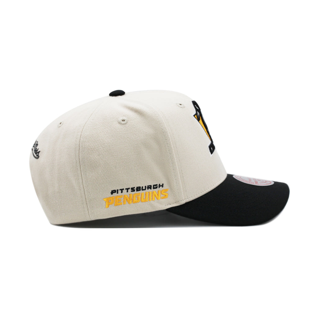 Pittsburgh Penguins Off White Mitchell & Ness Precurved Snapback Hat