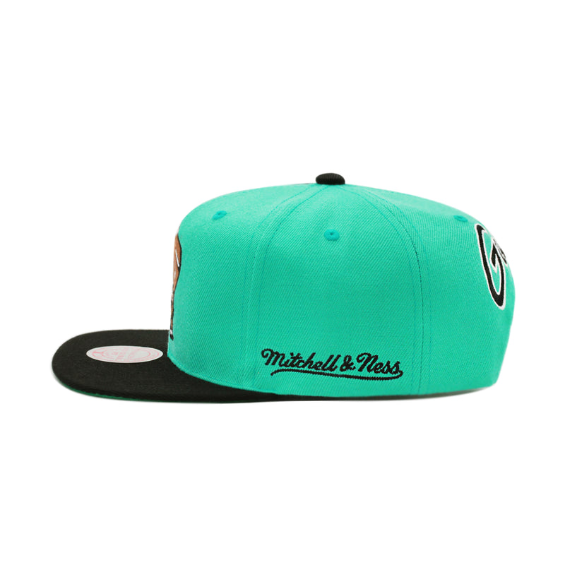 Vancouver Grizzlies Mitchell & Ness Hardwood Classics NBA Rear Script Deadstock Snapback Hat Teal/Black