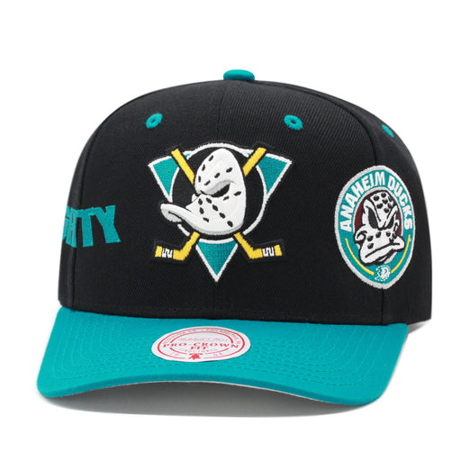 Anaheim Mighty Ducks Black Mitchell & Ness Pro Crown Precurved Snapback Hat