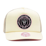 Inter Miami Off White Mitchell & Ness Evergreen Trucker Snapback