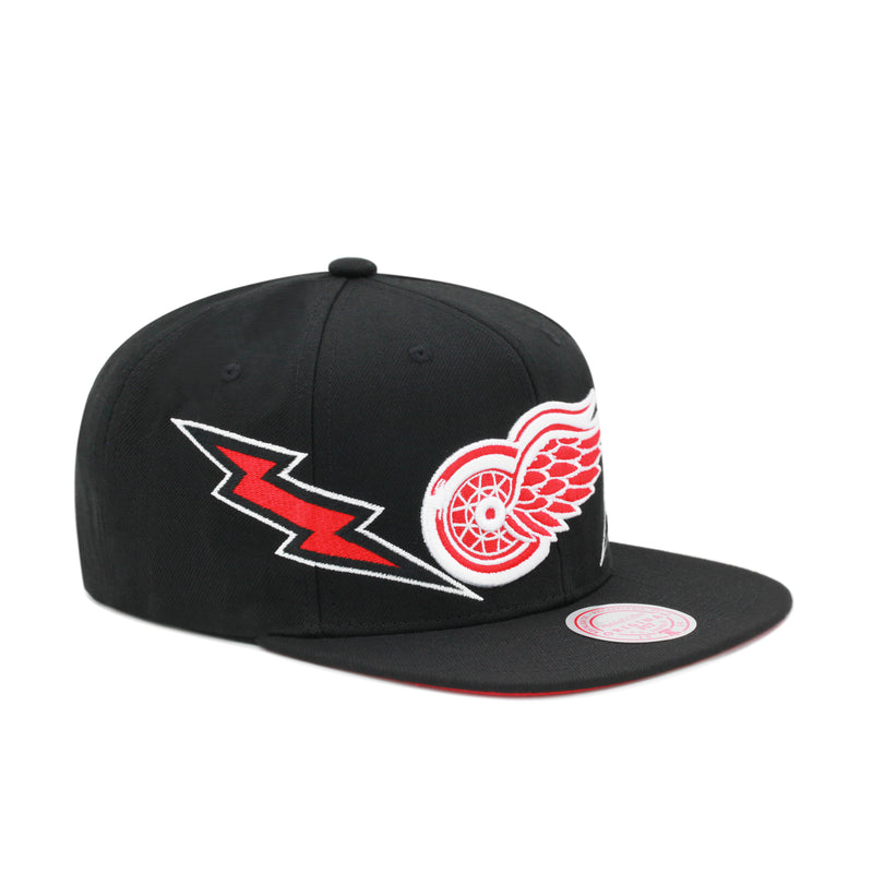 Detroit Red Wings Black Vintage Mitchell & Ness Double Trouble Snapback Hat