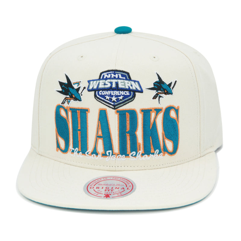 San Jose Sharks Off White Mitchell & Ness Reframe Retro Snapback Hat