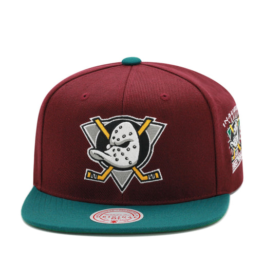 Anaheim Ducks Burgundy Mitchell & Ness Side Patch Snapback Hat