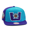 Utah Jazz Mitchell & Ness Hardwood Classics NBA Rear Script Deadstock Snapback Hat Blue/Purple