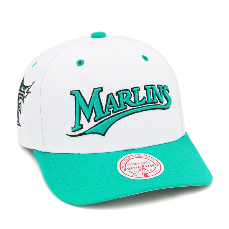 Florida Marlins Mitchell & Ness Cooperstown Evergreen Pro Snapback - White