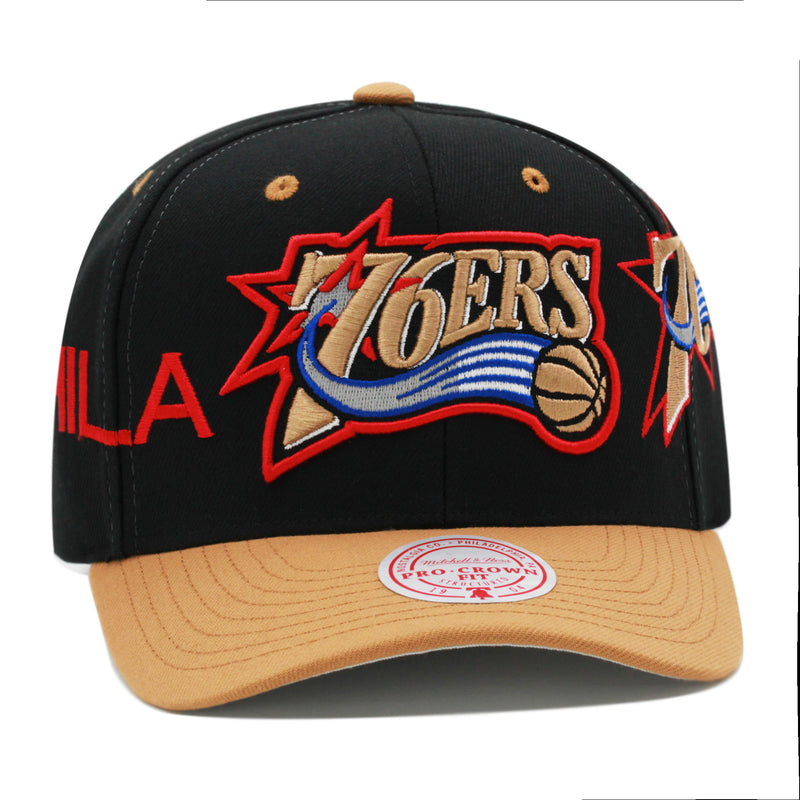 Philadelphia 76ers Hardwood Classics Black Mitchell & Ness NBA Overbite Pro Snapback