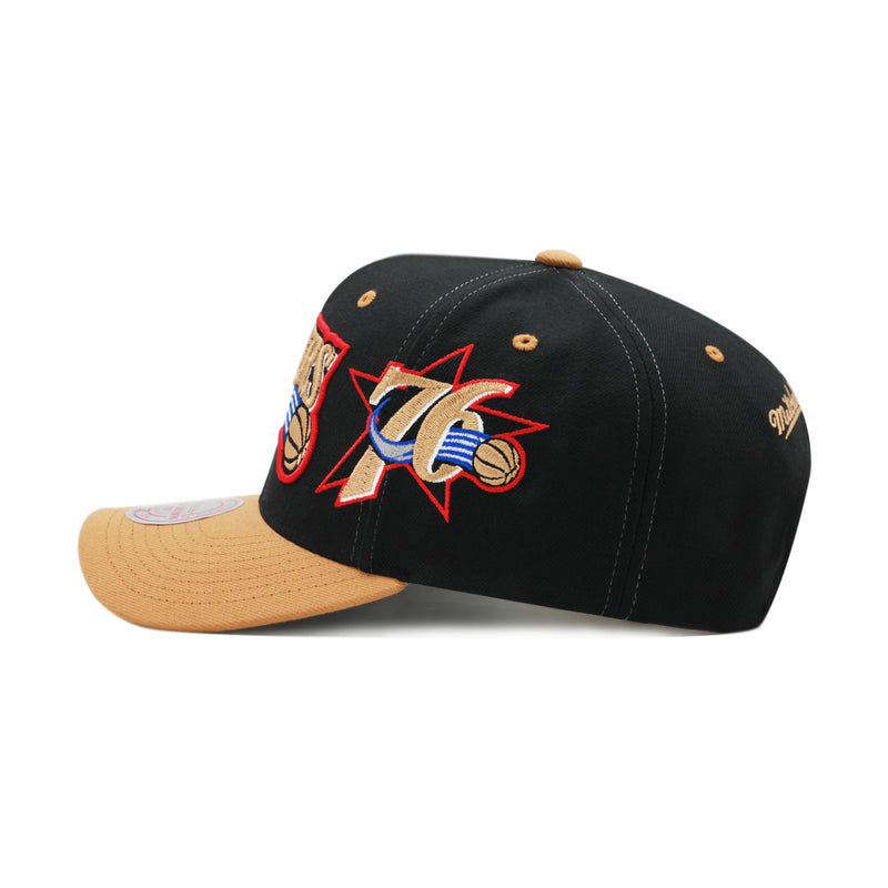 Philadelphia 76ers Hardwood Classics Black Mitchell & Ness NBA Overbite Pro Snapback