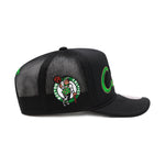 Boston Celtics Black Mitchell & Ness NBA Script Trucker Snapback