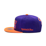 Phoenix Suns Mitchell & Ness Hardwood Classics NBA Rear Script Deadstock Snapback Hat Purple/Orange