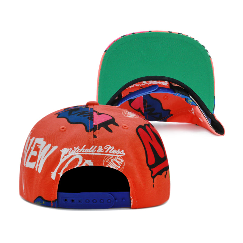 New York Knicks Orange Mitchell & Ness Sticker Pack Snapback Hat