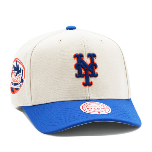 New York Mets Off White Mitchell & Ness Precurved Snapback Hat