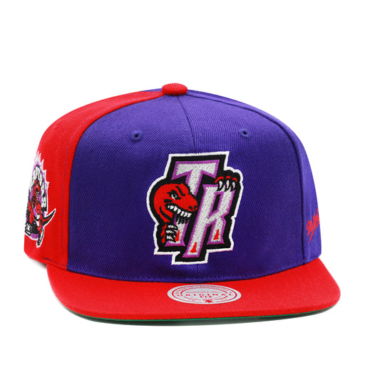 Toronto Raptors Mitchell & Ness Hardwood Classics NBA Rear Script Deadstock Snapback Hat Purple/Red