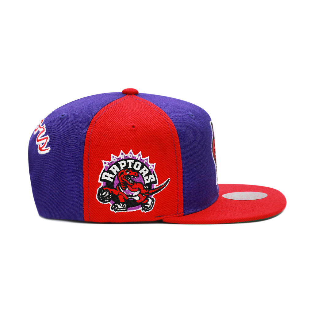 Toronto Raptors Mitchell & Ness Hardwood Classics NBA Rear Script Deadstock Snapback Hat Purple/Red