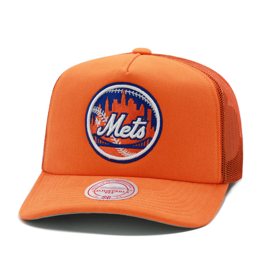 New York Mets Orange Mitchell & Ness Cooperstown Curveball Trucker Snapback