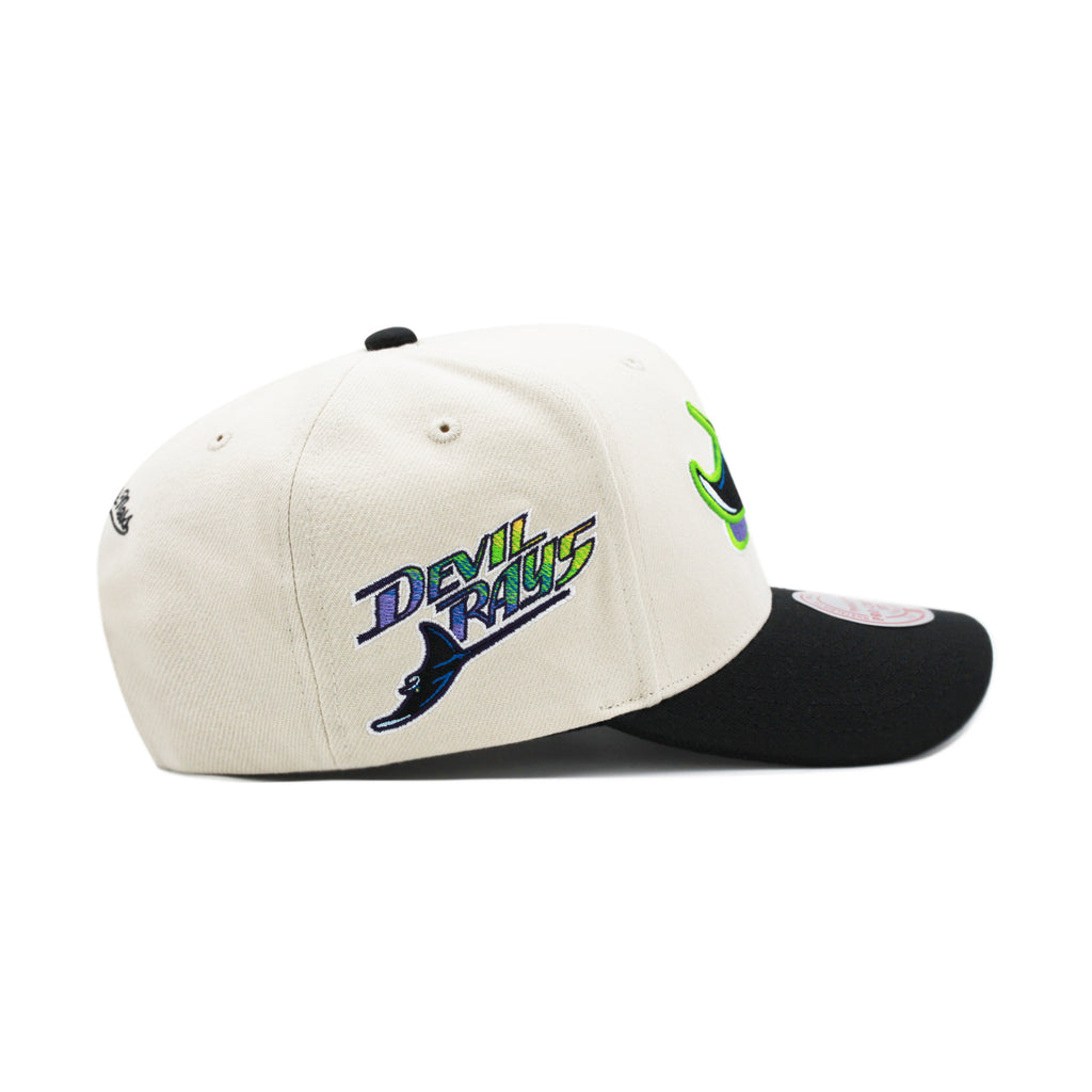 Tampa Bay Rays Off White Cooperstown Mitchell & Ness Precurved Snapback Hat