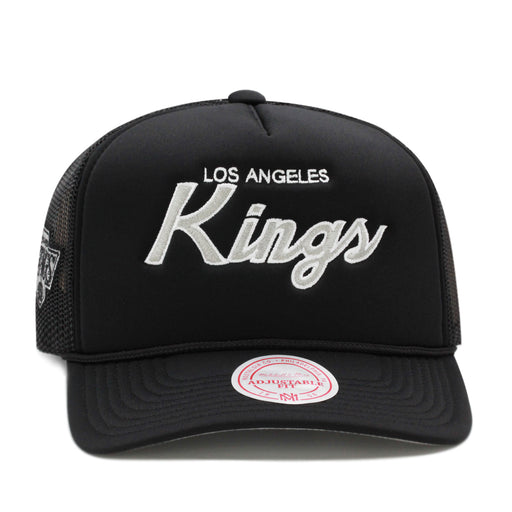 Los Angeles Kings Black Mitchell & Ness NHL Script Trucker Snapback