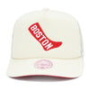 Boston Red Sox Cooperstown Off White Mitchell & Ness Evergreen Trucker Snapback