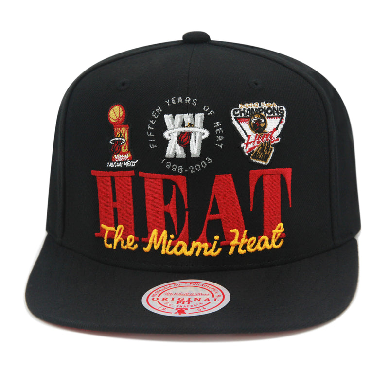 Miami Heat Black Mitchell & Ness Reframe Retro Snapback Hat