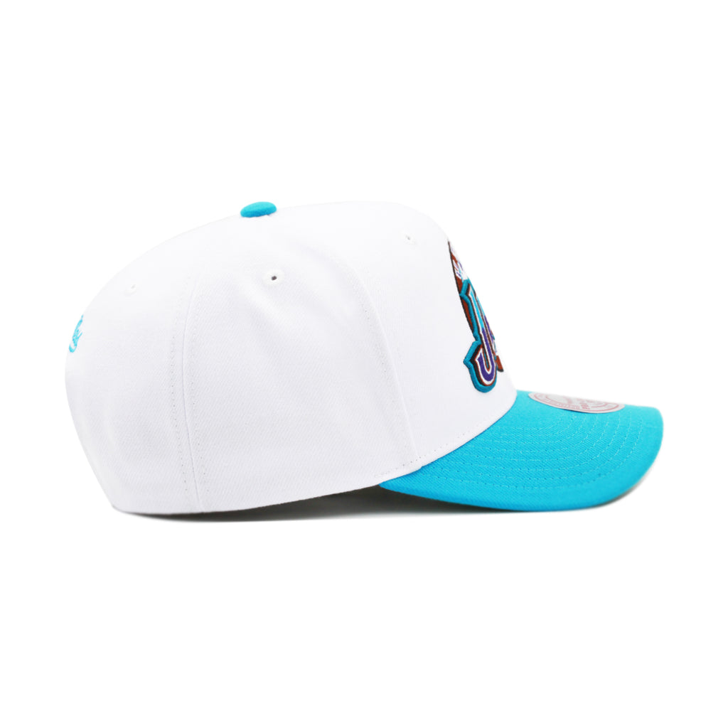 Utah Jazz White Mitchell & Ness 2 Tone Precurved Snapback Hat