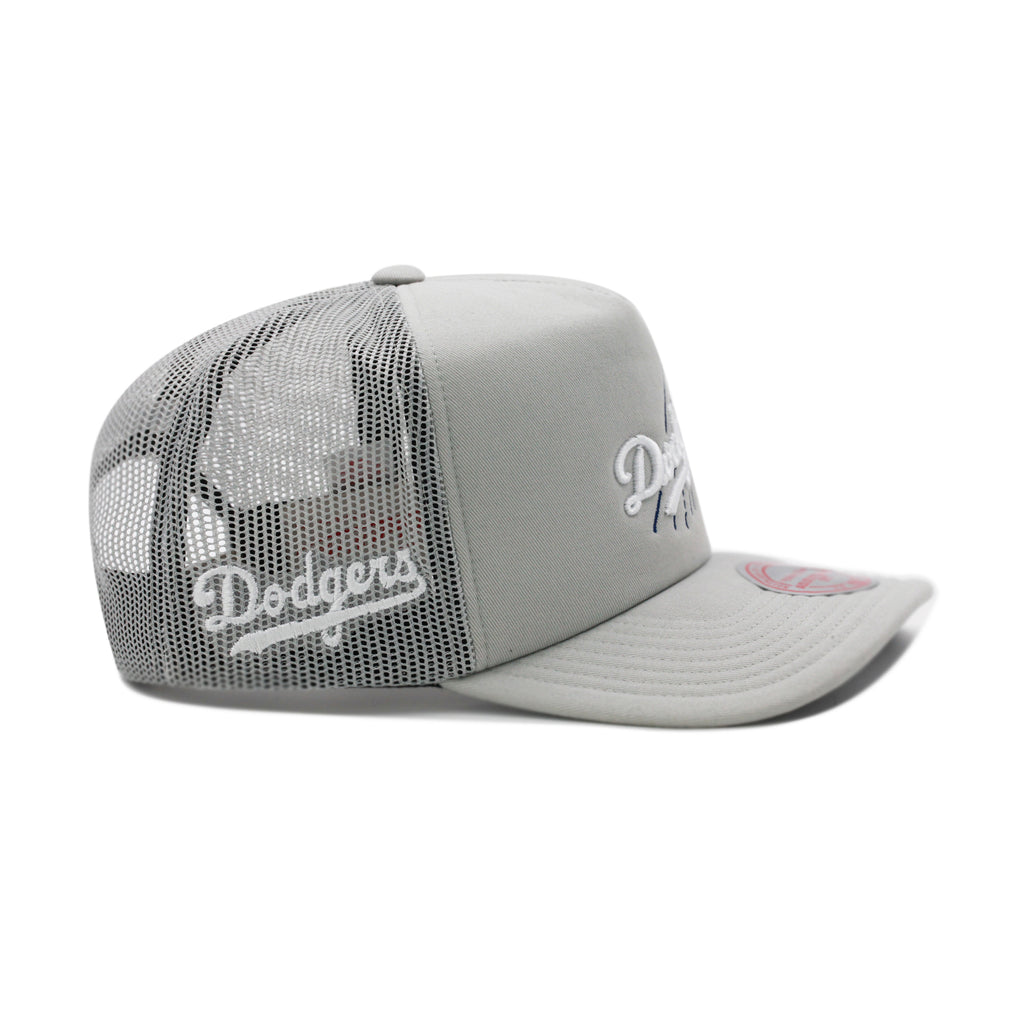 Los Angeles Dodgers Grey Mitchell & Ness Cooperstown Curveball Trucker Snapback