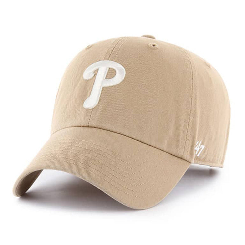 Philadelphia Phillies Khaki White 47 Brand Clean Up Dad Hat