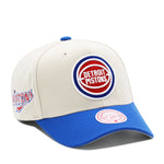 Detroit Pistons Off White Mitchell & Ness Precurved Snapback Hat