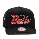 Chicago Bulls Black Mitchell & Ness NBA Script Trucker Snapback